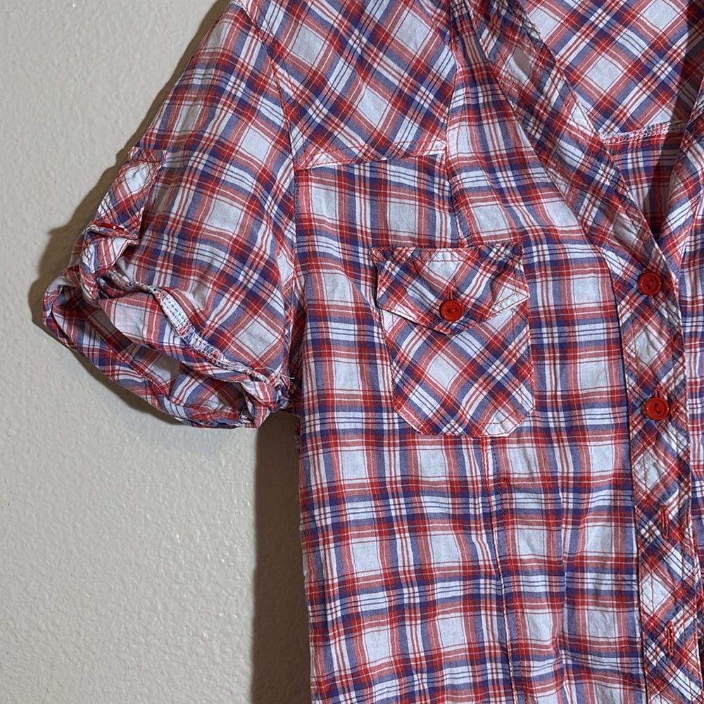 TwentyOne Plaid Button Up Tee Shirt - Picture 3 of 5
